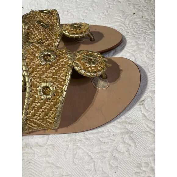 Jack Rogers Womens Gold T-Strap Sandals Size 5 - Picture 4 of 7